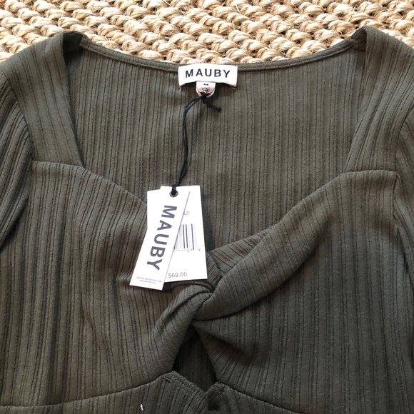 NWT MAUBY Twist Front Bodysuit in Olive- Size Medium - Picture 4 of 8
